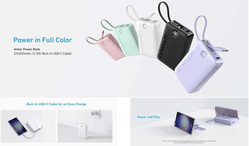Anker A1647 High Speed 22.5W Type C Cable Power Bank 20000mAh